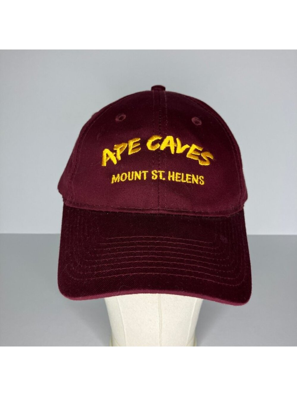 Ape Caves Mount St. Helens Baseball Cap Maroon Adjustable Hat Men's